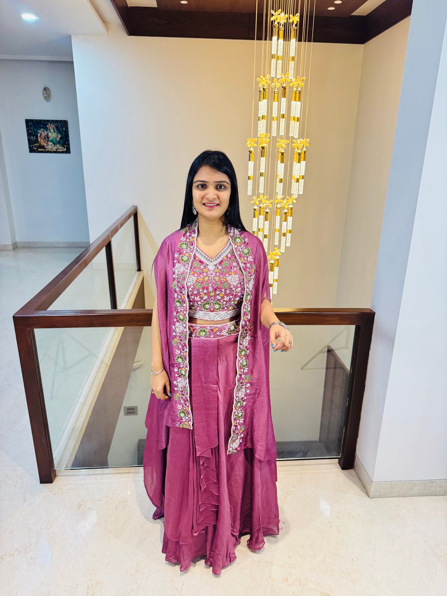 Pink Cape Indo Western Set