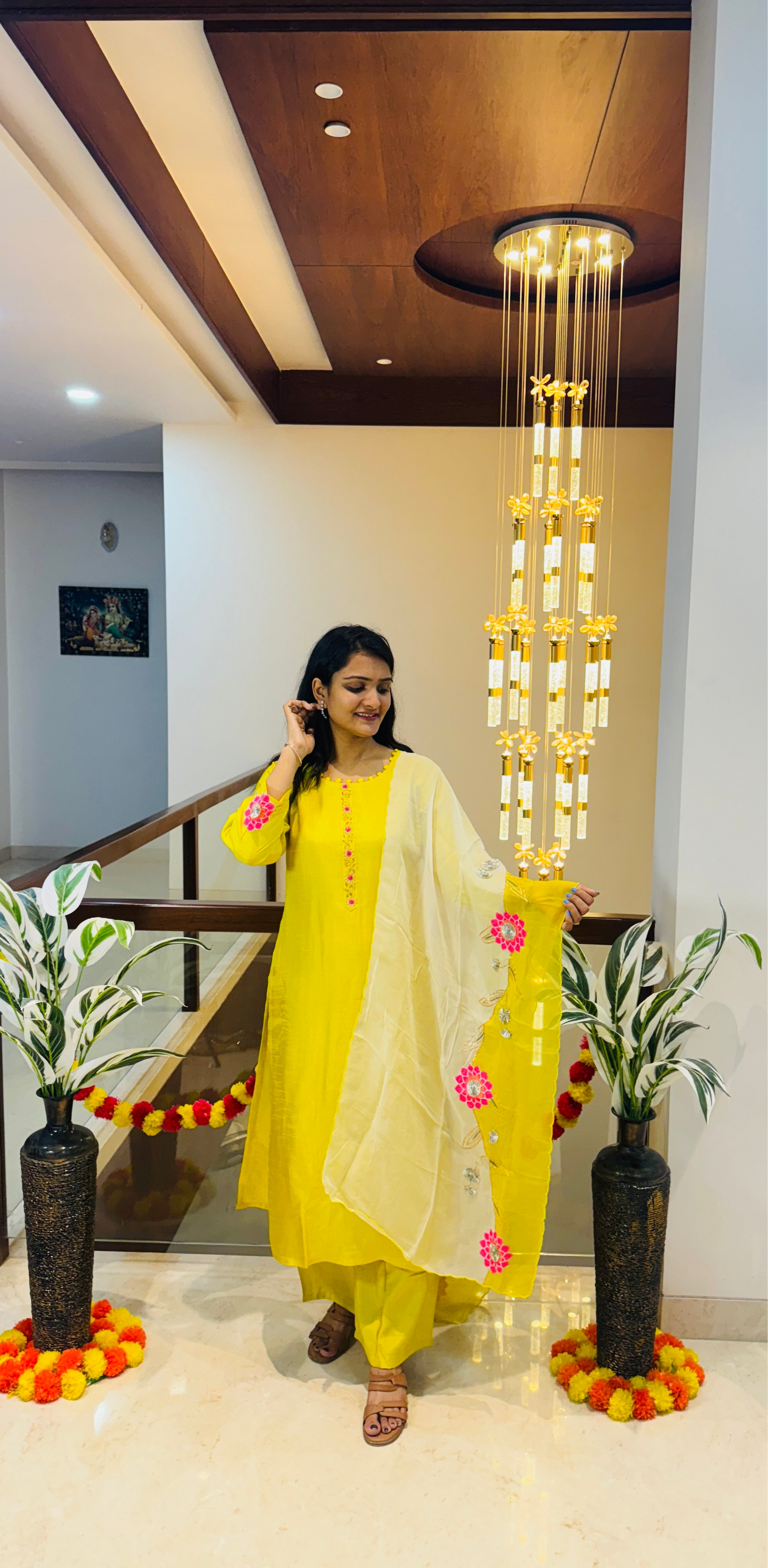 Sunshine Bloom Dola Silk Suit