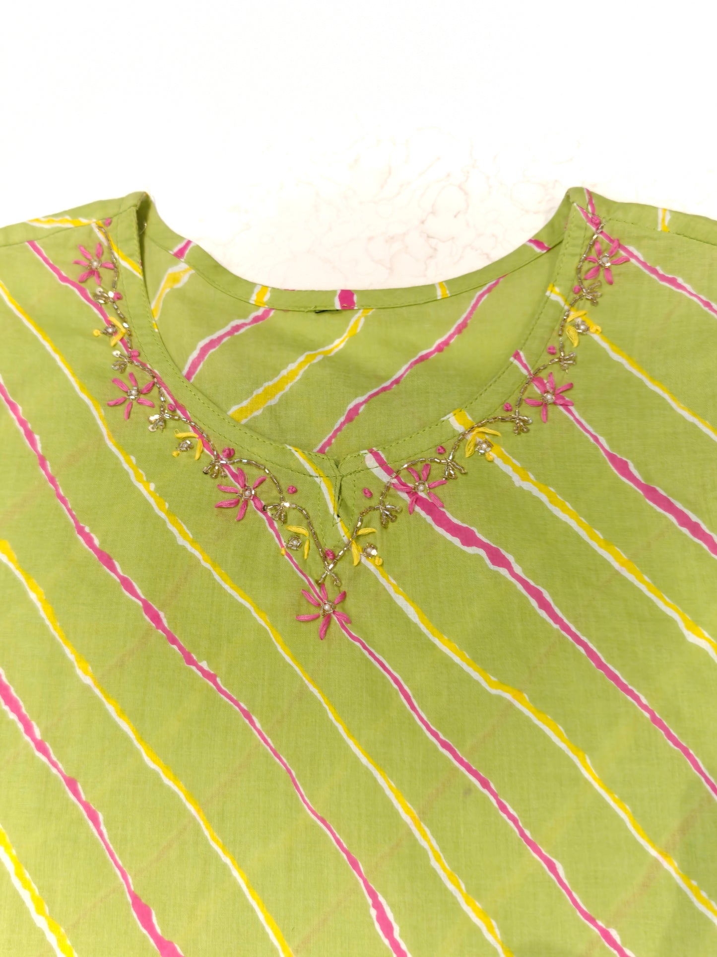 Green Lehriya Salwar Suit