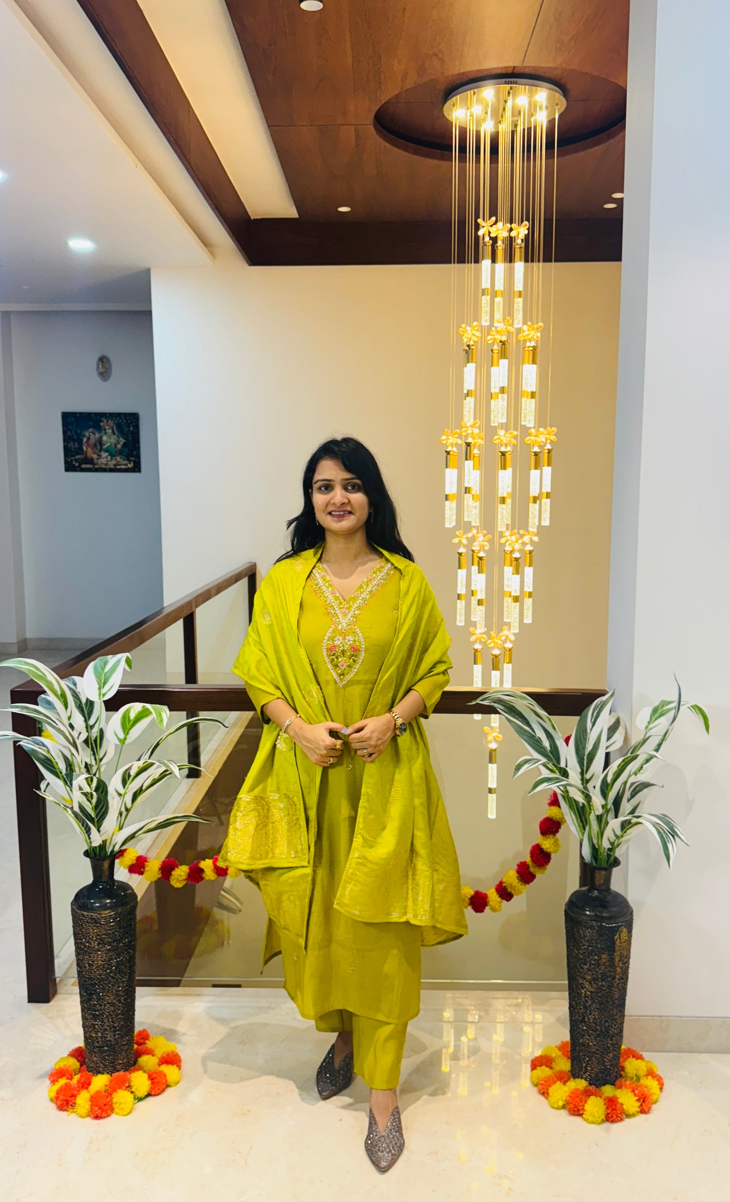 Lime Radiance Mul Chanderi Salwar Suit