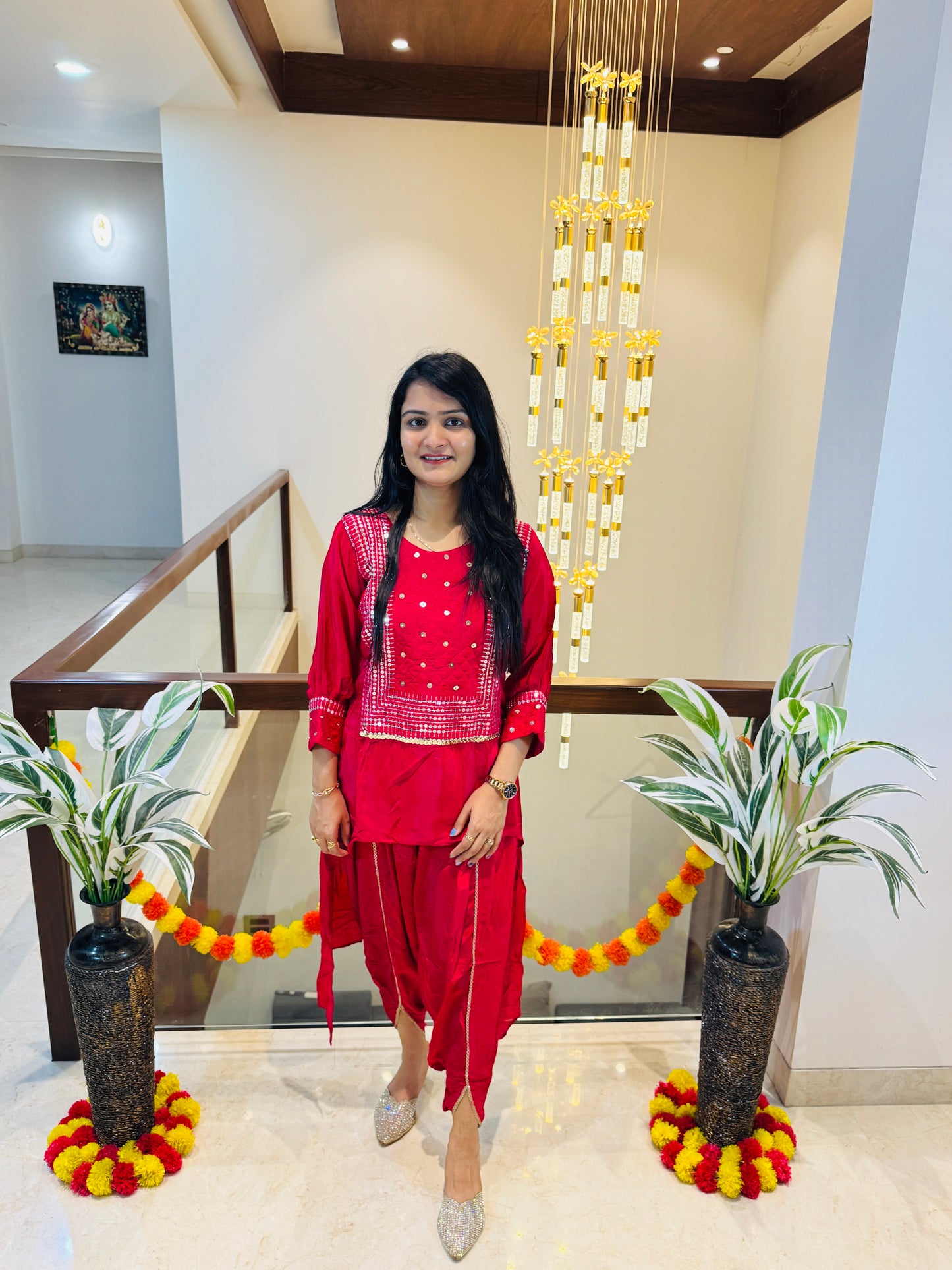 Pink Crepe Dhoti Pant Set
