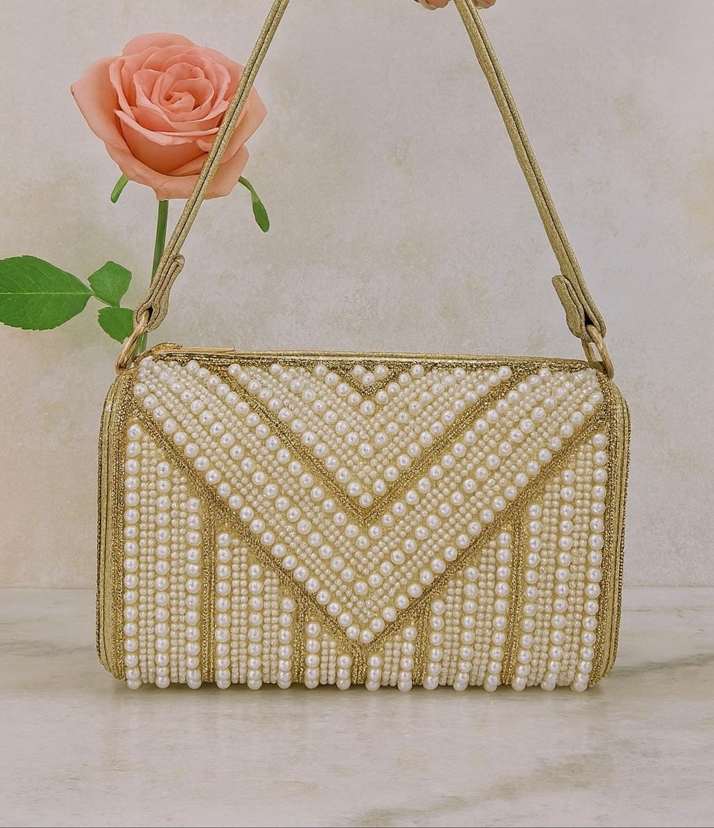 Golden Chevron Luxe Handbag