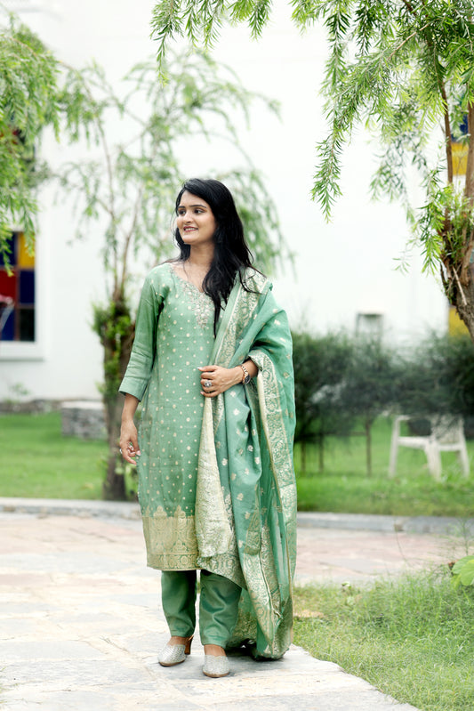 Emerald Zari Bloom Salwar Suit Set