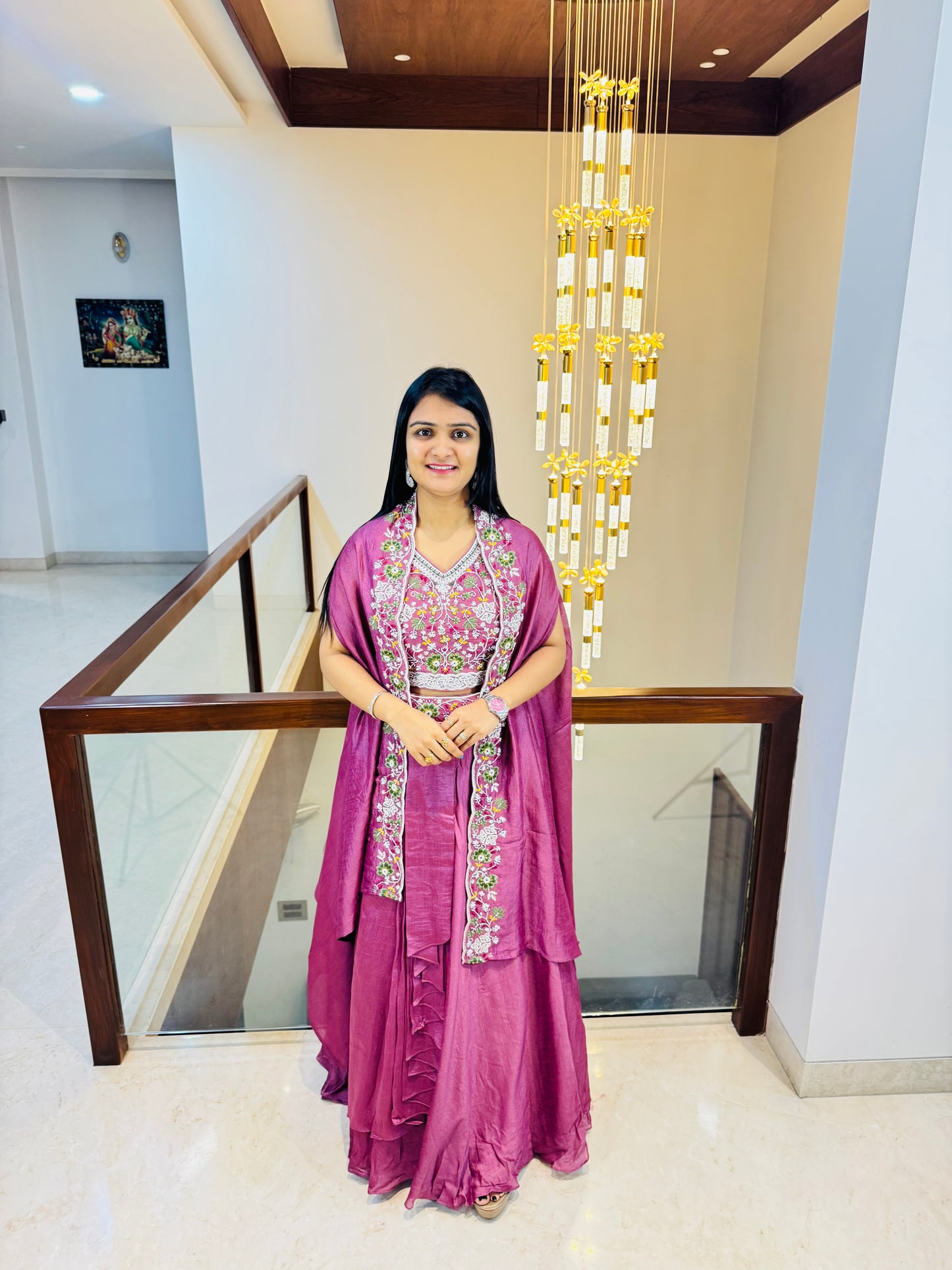 Pink Cape Indo Western Set