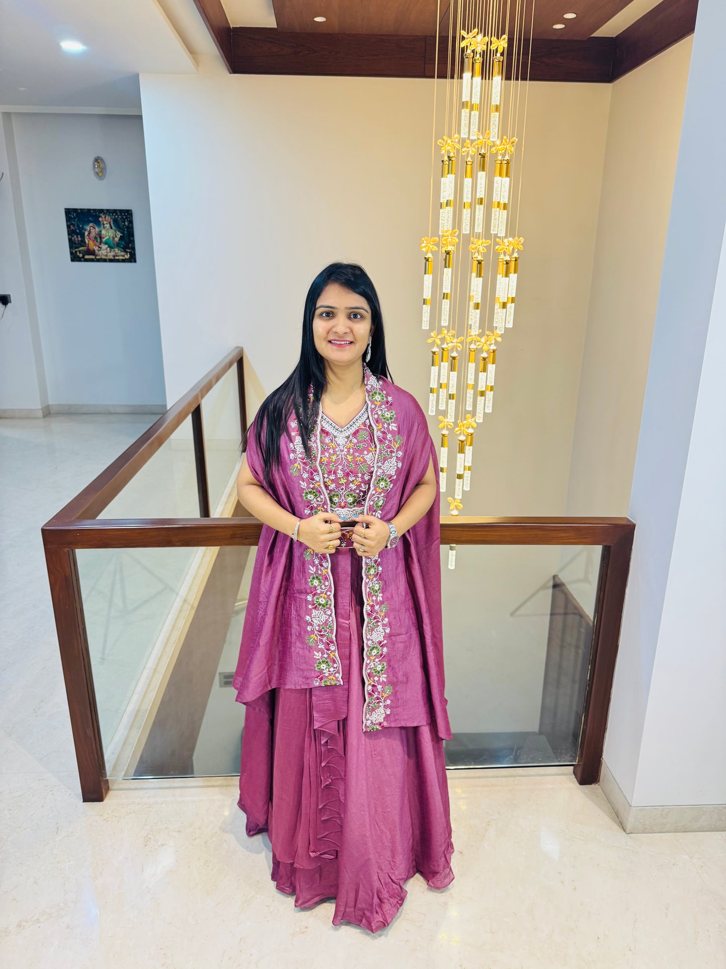 Pink Cape Indo Western Set