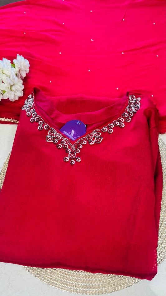 Red Handwork Indo western