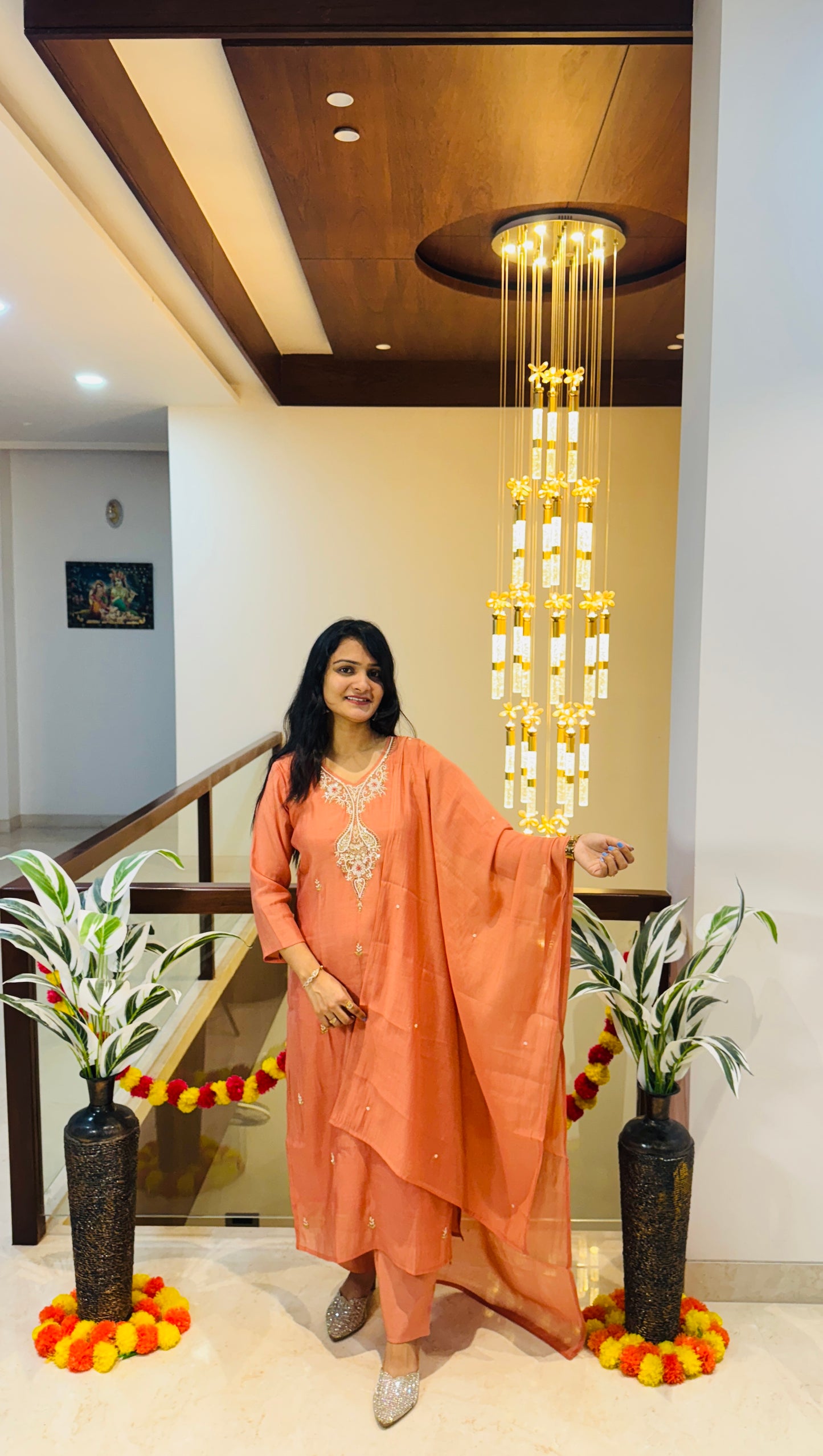Amber Glow Mul Chanderi suit