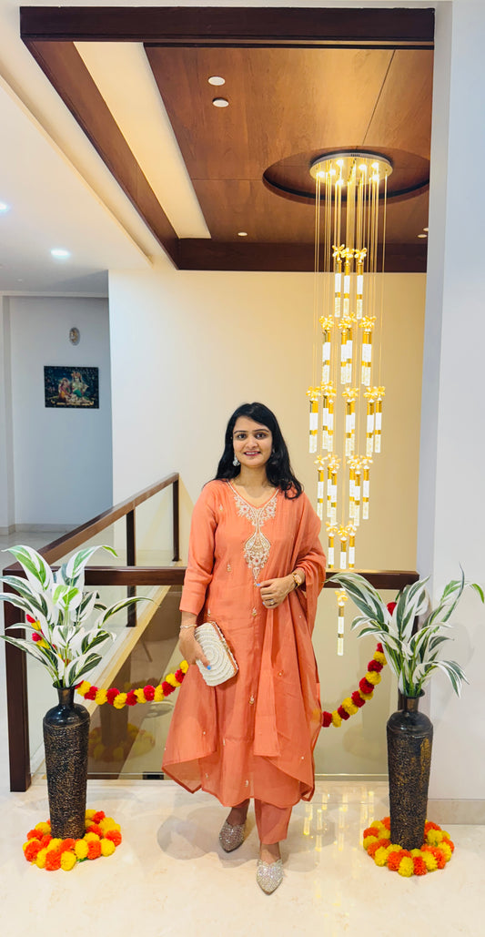 Amber Glow Mul Chanderi suit