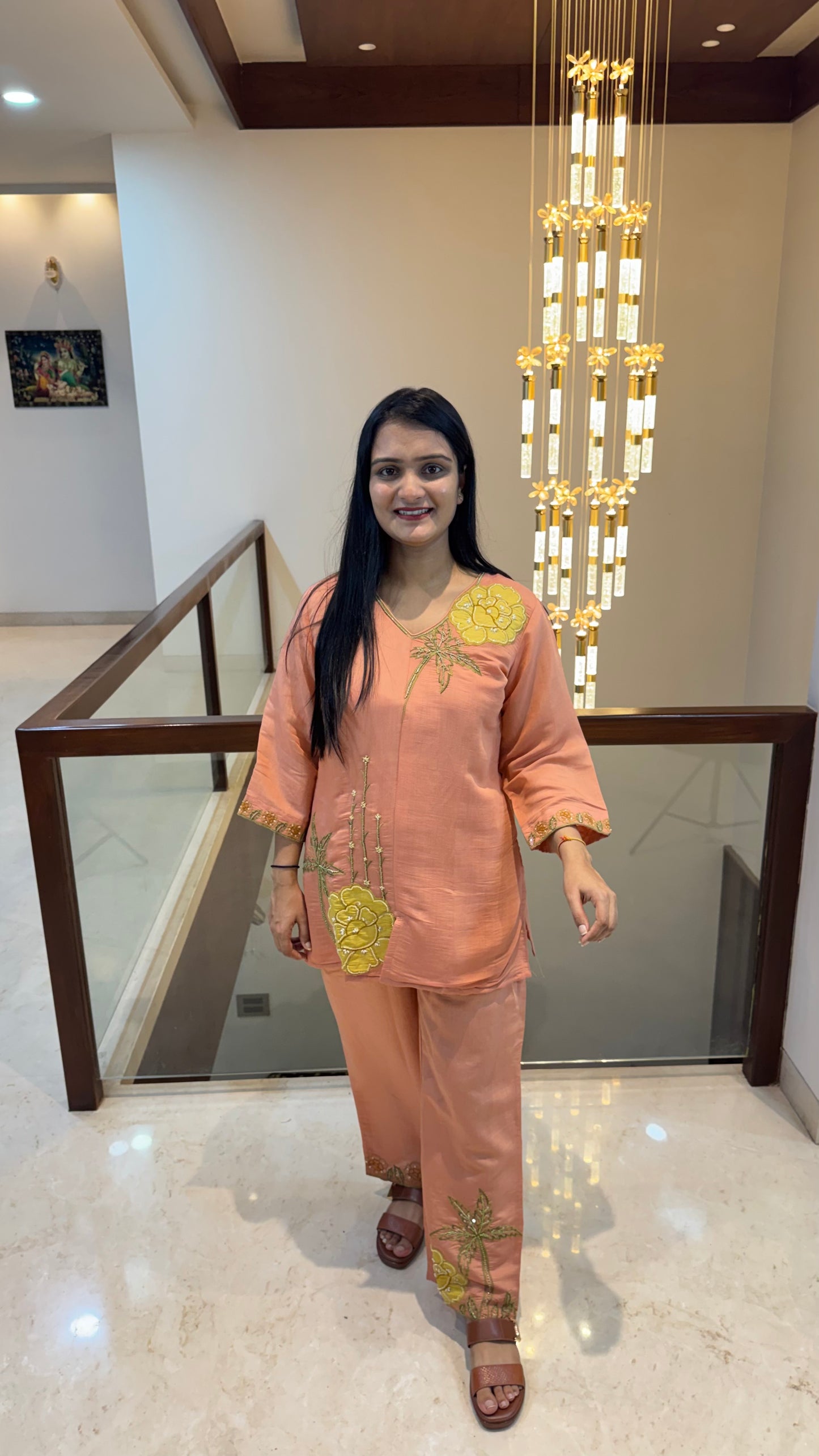 Orange Handwork Coord Set