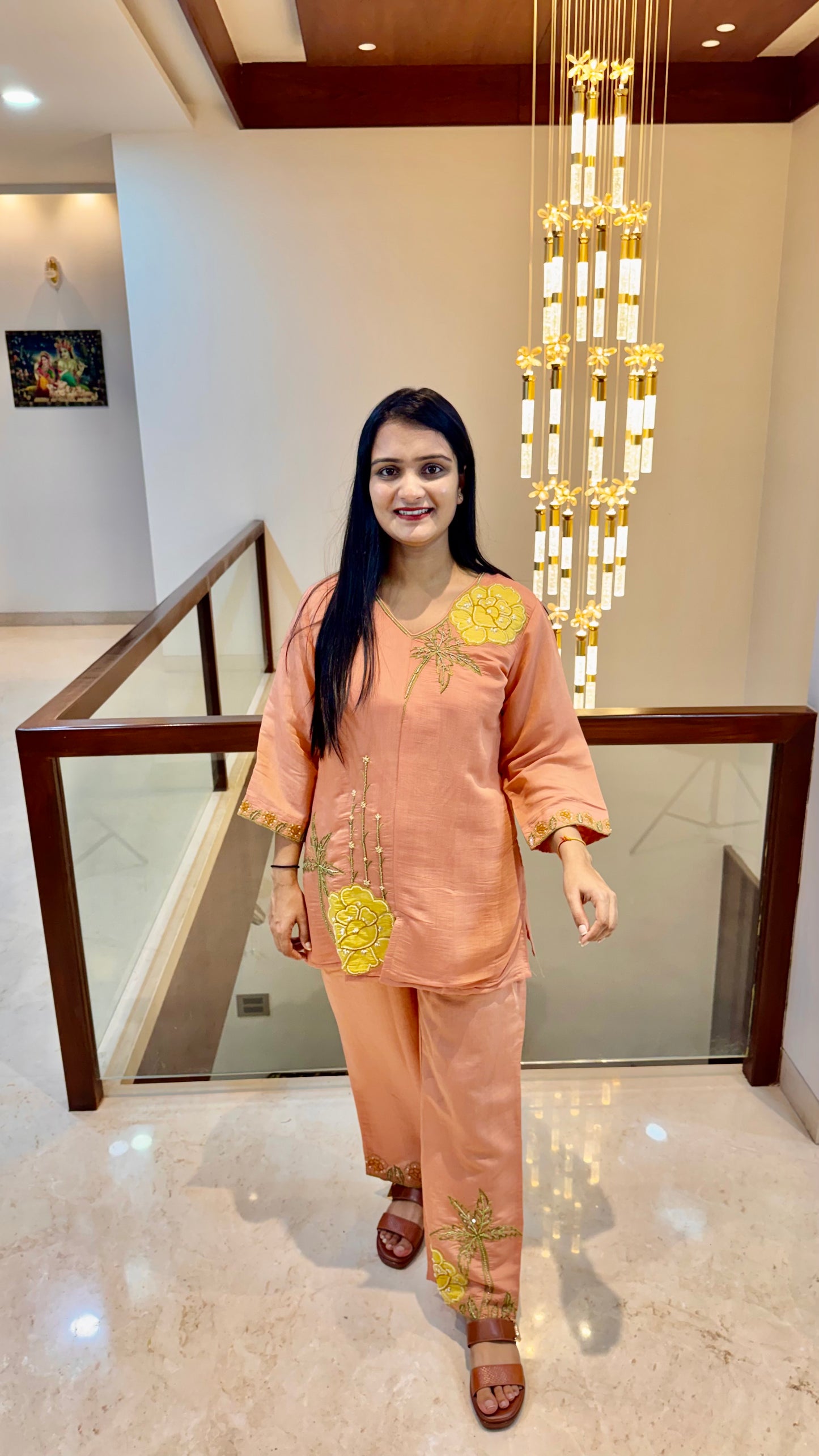 Orange Handwork Coord Set