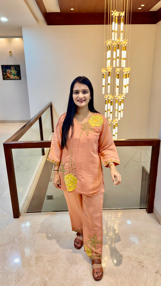 Orange Handwork Coord Set