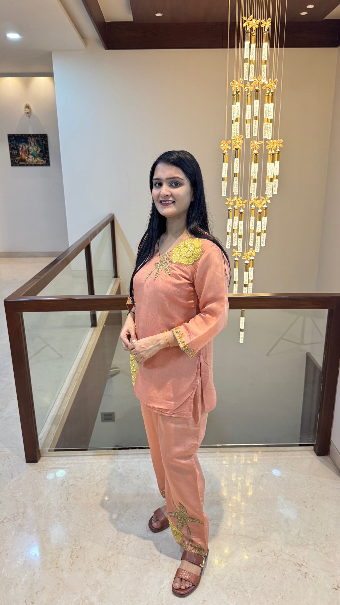 Orange Handwork Coord Set