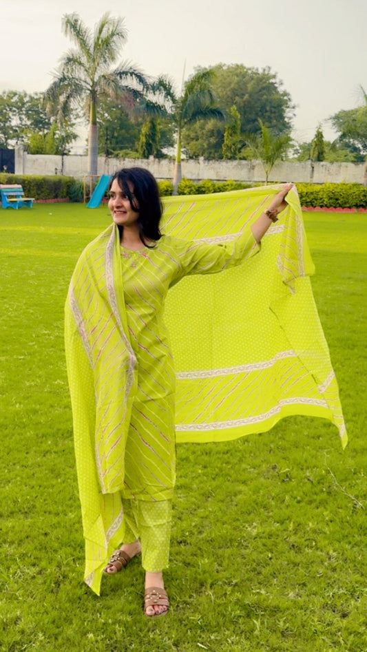Green Lehriya Salwar Suit