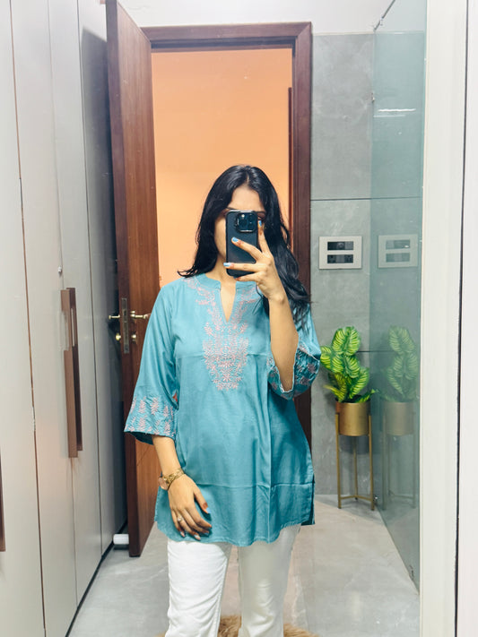 Pastel Bloom Short Kurti