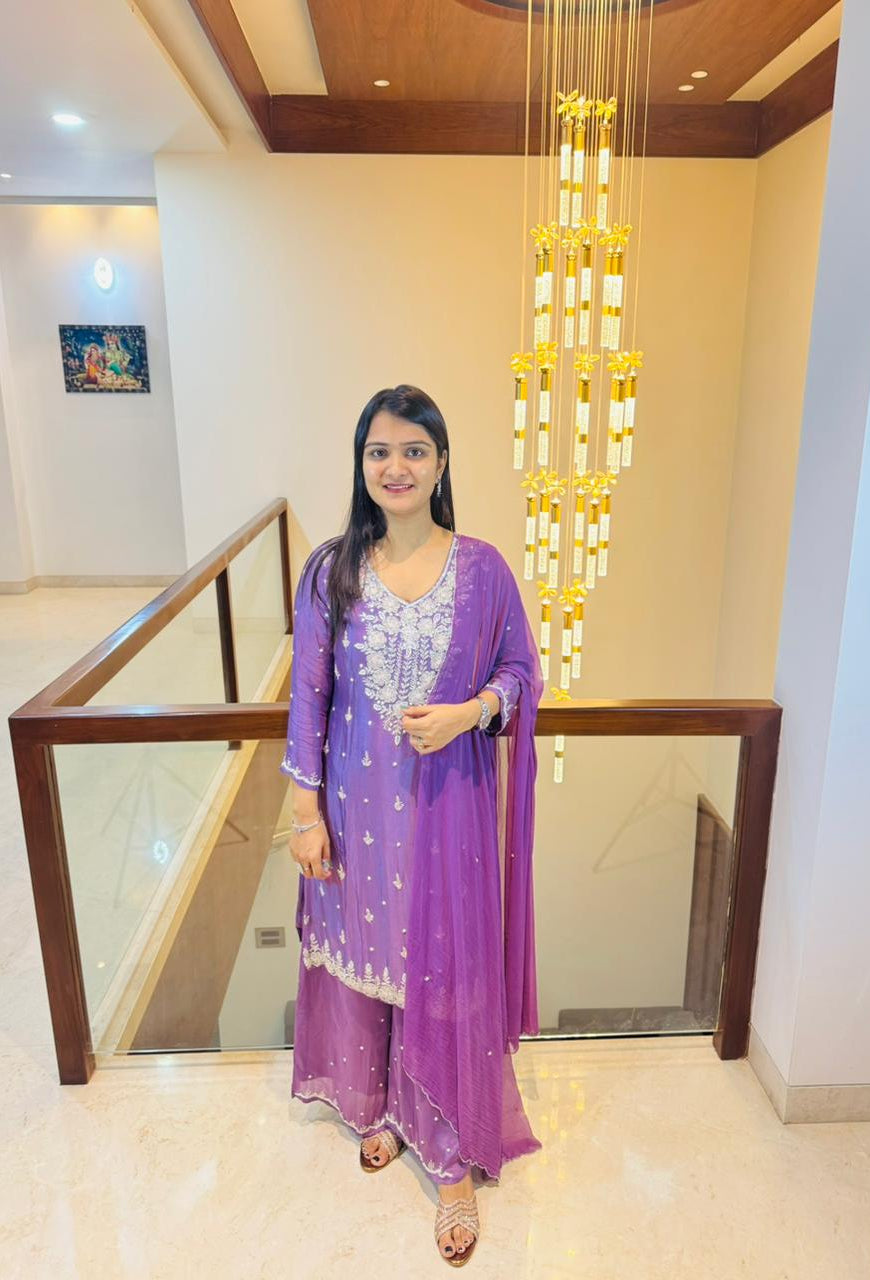 Lavender Luxe Chinon Sharara Set